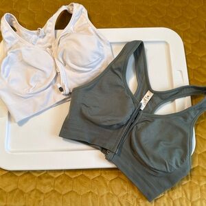 90 Degree by Reflex 2-Pack Sports Bras – White & Olive, Size Large